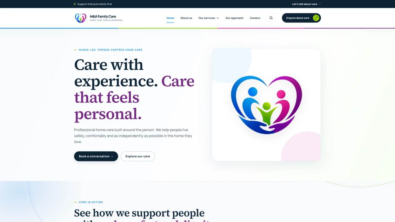 Website we built for an organisation in the care sector